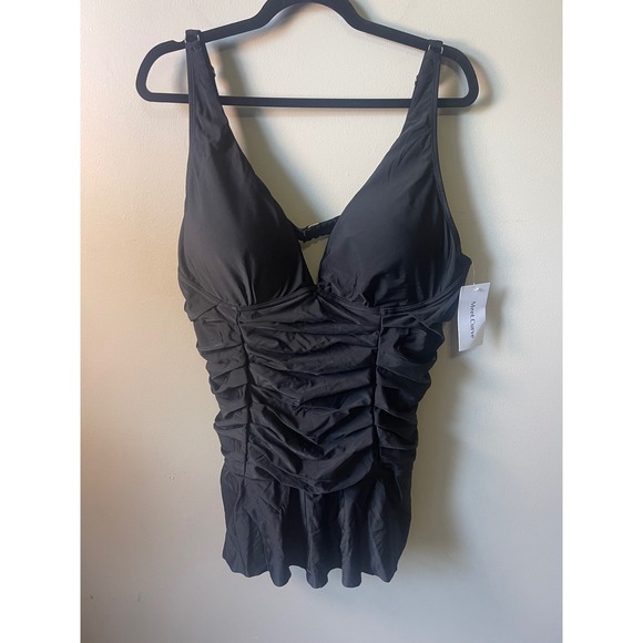 Meet Curve Other - Meet Curve Black Ruched One Piece Swim Dress V-Neck Swimsuit 3XL NEW